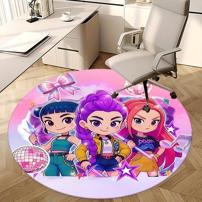 Gacha Life Characters,Virtual Avatars Chair Mat Round Rug Office Carpet, Machine Washable, Non Slip, Suitable for Living Rooms, Bedrooms
