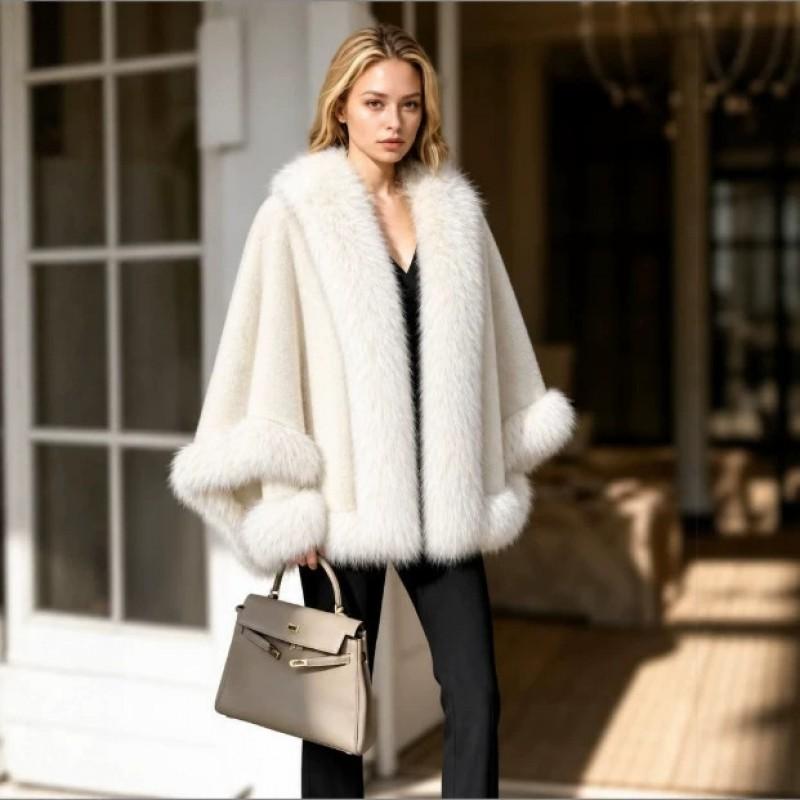 Womens Faux Fur Coat Winter Loose Elegant Jacket Daily Wear