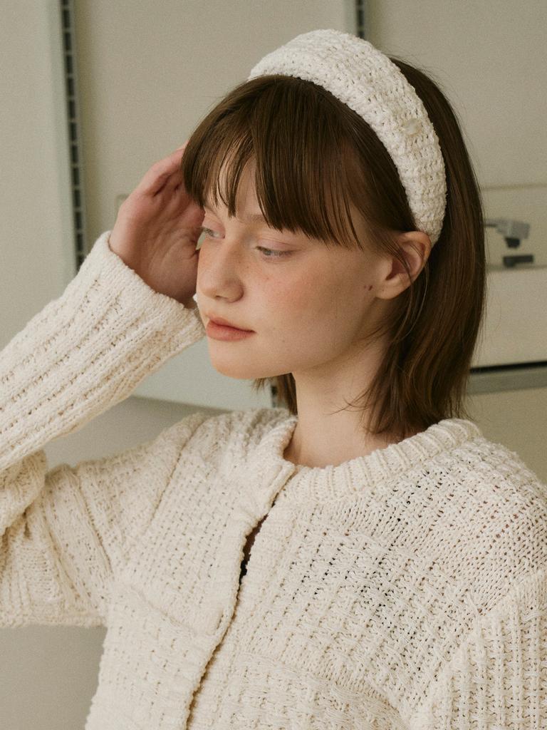 Tinknit Cotton Crown Knit Headband_White