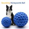 New Dog Toys Bite Resistant Interactive Throwing Sound Honeycomb Balls Natural Rubber Teething Clean Teeth Toys Pet Products