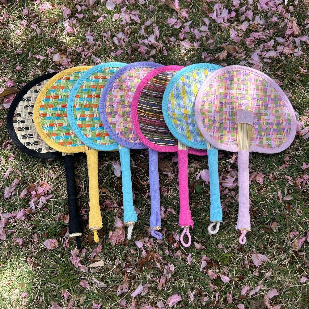Colourful Weaving Fan Hand-cranked Craft Fan Portable Handheld Fan  Home Decor