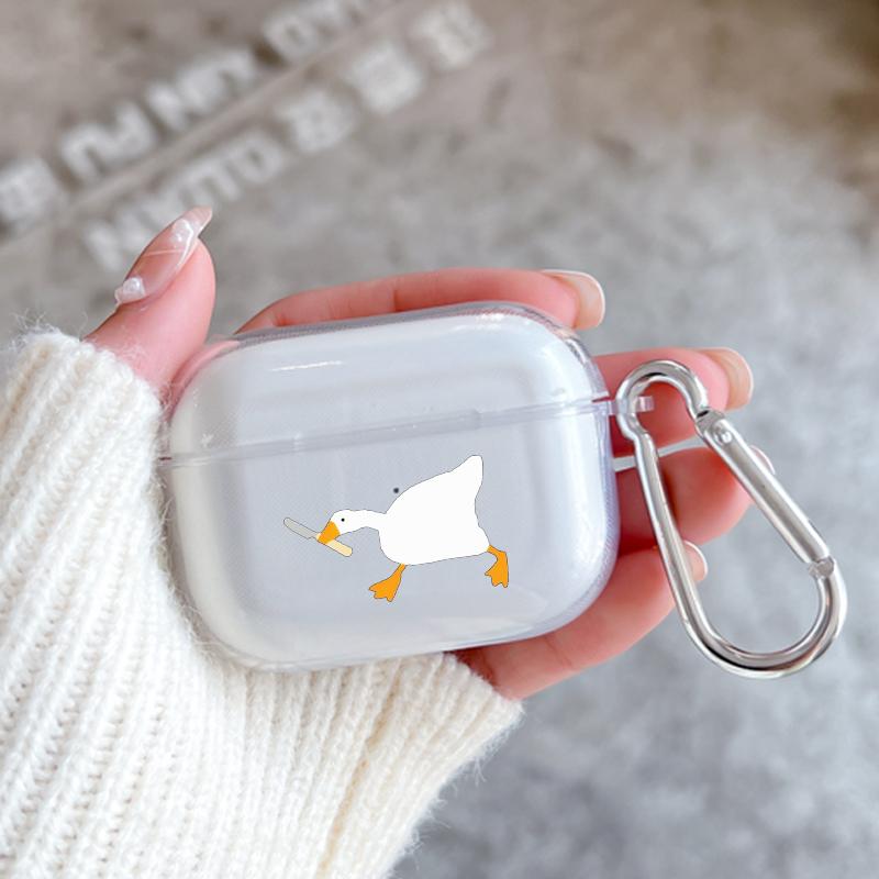 Cartoon Doubt Duck Silicone Case for Apple Airpods 2 1 Earphone Cases With Hook For Airpod Pro 3 Pro2 Clear Protective Covers