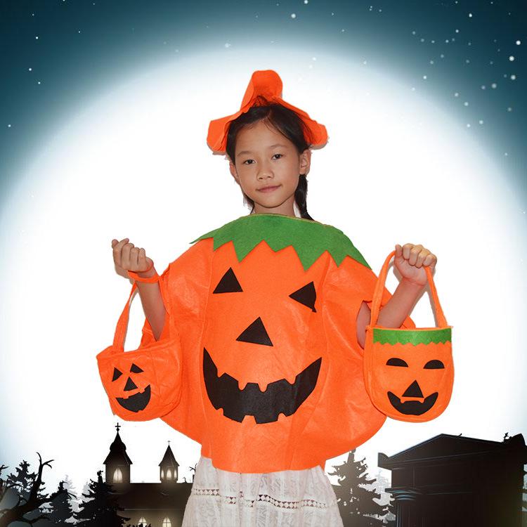 Children's 3D Halloween Pumpkin Candy Bag - Non-woven Handheld Gift & Costume Accessory