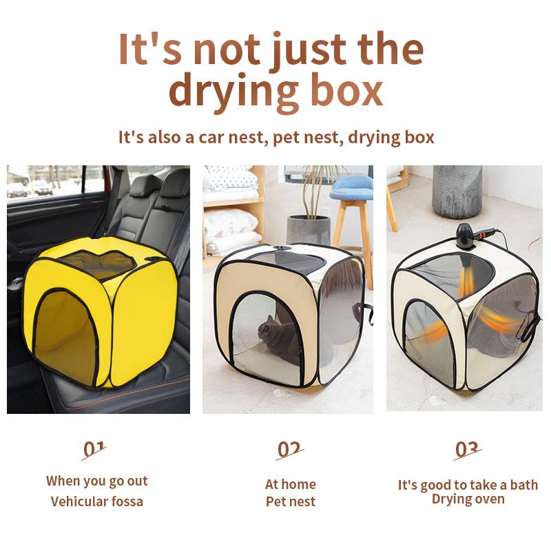 Pet Drying Box Portable Foldable Pet Dry Room Pet Hair Dryer Clean Grooming House Hands-Free Dryer Cage for Cats/Dogs