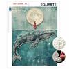 Elegant Framed Pearl Art DIY Set with Girl and Whale Under Moon 5D Sparkling Bead Canvas Painting Ready To Display Romantic Home Decor Gift