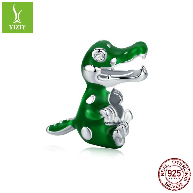 

Green Dripping Crocodile Diy Beaded Accessories, Fashion Animal S925 Silver Loose Beads Bsc190