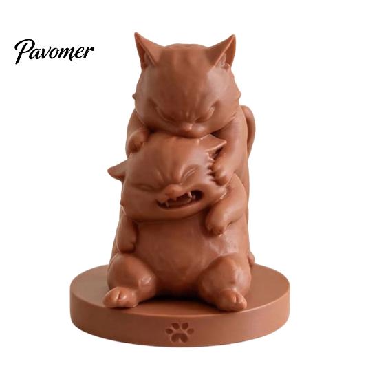 Cute Desk Ornaments for Office Fighting Cats Ornament, 3D Printed Stacked Kitten Figurine, Durable PLA Unique Cat Gifts Lovers Creative Animal