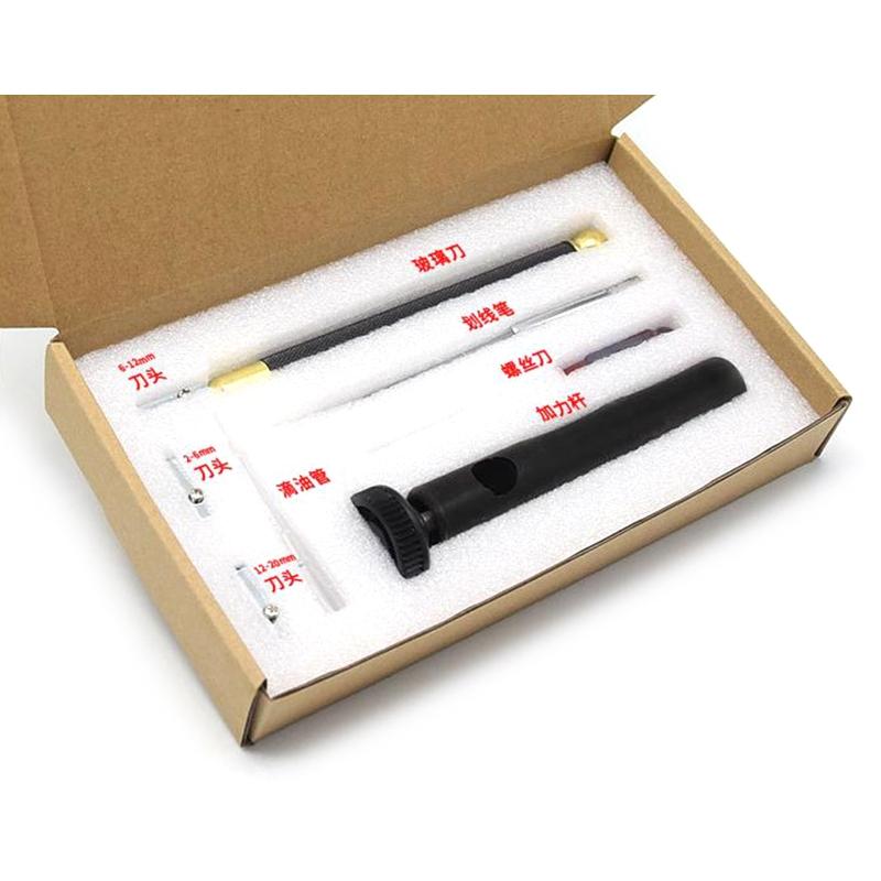 Glass Cutter Tool Set 2mm-20mm Pencil Style Oil Feed Tip with Oil Dropper Screwdriver Blades for Cutter Mirror Ceramics