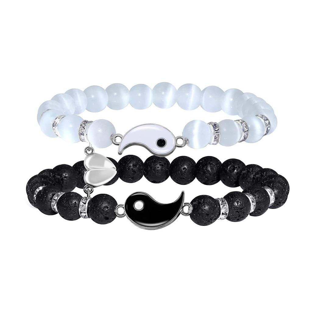 European and American Black Horse Beaded Bracelet Snake Couple Bracelet Magnet Love Bracelet Personalized Jewelry