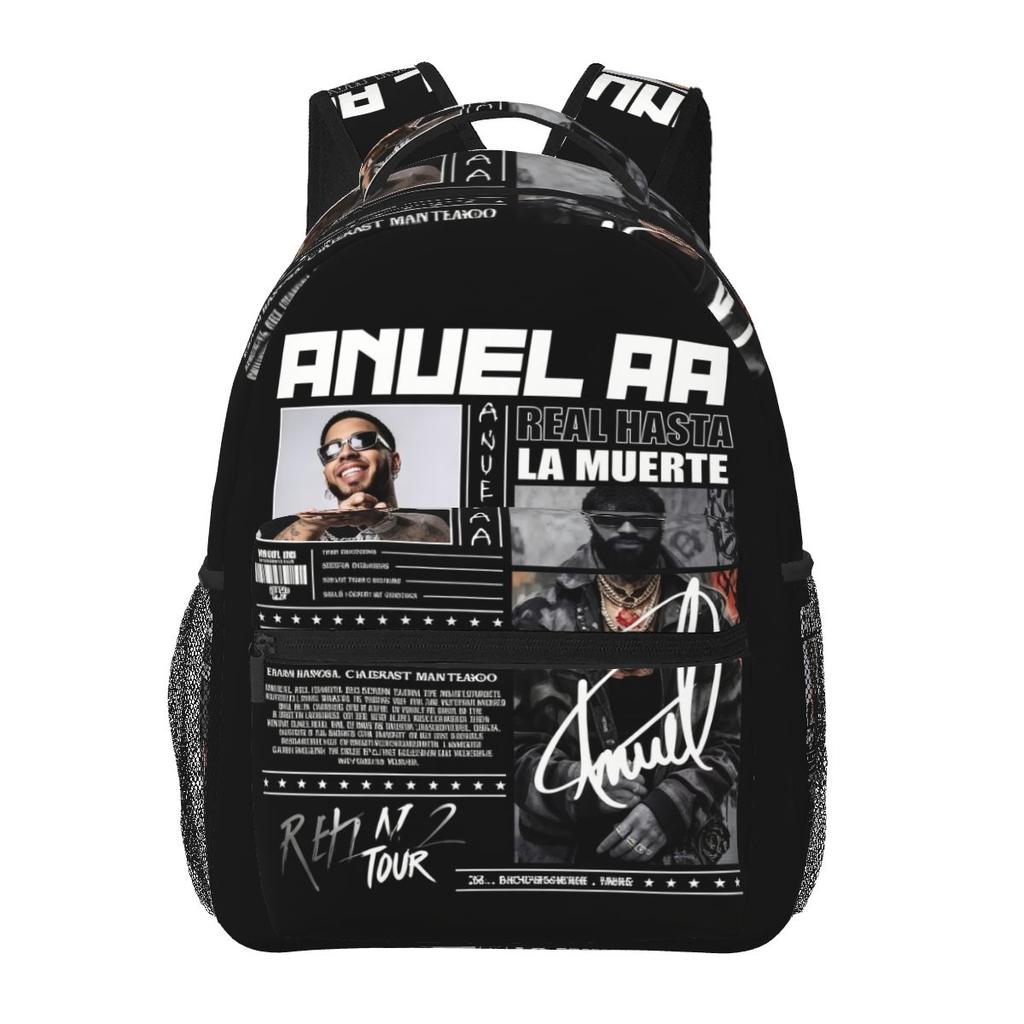 Rapper Anuel AA World Tour Student Backpack School Bag Hiking Travel Daypack for Men Women Fashion Bookbag Shoulder Bags