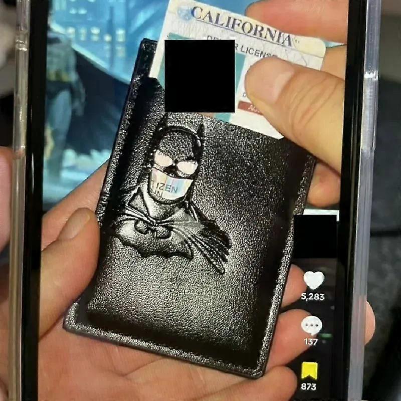 Leather Bat Cards Holder Kpop Idol Photocard Holder Men Wallet With Anime Figures ID Bank Card Storage Bag Boys Birthday Gifts
