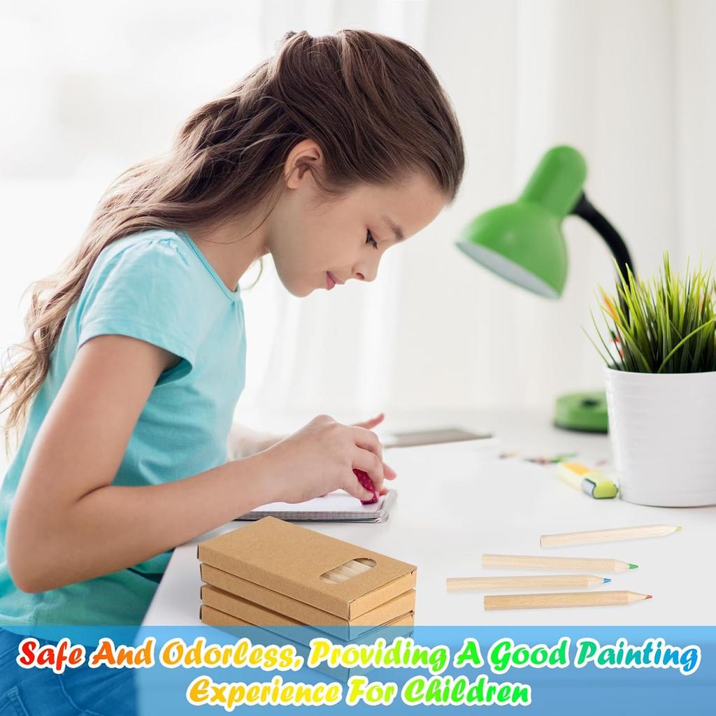 20 Boxes Mini Bulk Color Pencils for Kids Party Gift 6 Kraft Box Pencils 3.5 Inch Pre-Sharpened Shorts