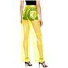 S-XXL Women See Through PVC Pants Button Waist Back Pockets Wide Leg Straight Trousers for Party Dancing Prom Cover Up