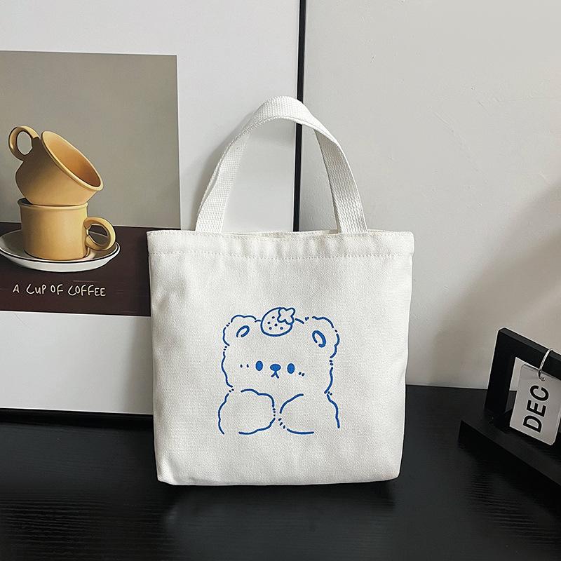 Bear printed shoulder bag jk hand carry backpack cartoon student canvas bag wholesale simple large capacity bag female