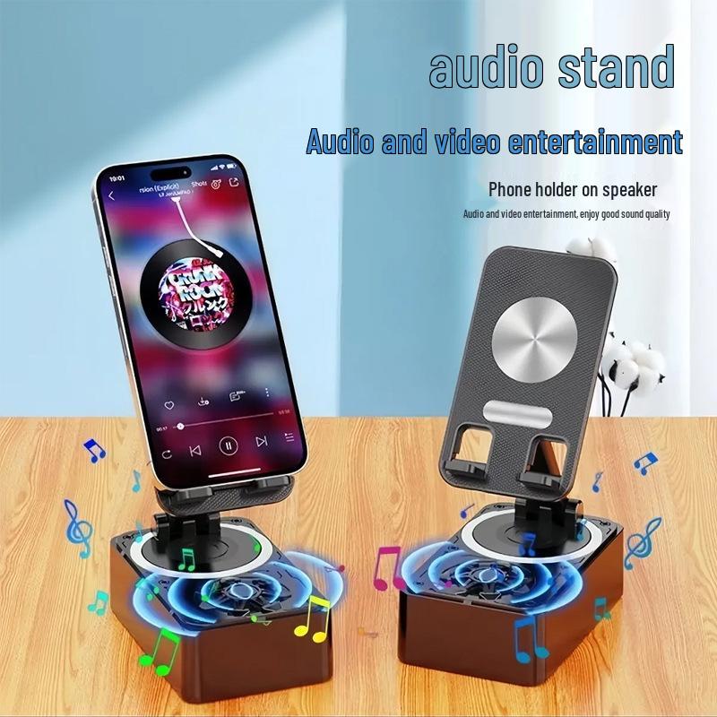 Multifunctional Bluetooth Speaker & Phone Holder: Folding, Rotating Stand for Easy Viewing and Music. Perfect for Lazy Days! Portable and Convenient.