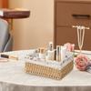 3PCS Faux Rattan Storage Basket Set Rectangular Decorative Flower Woven Storage Basket Organizer with Cloth Liner for