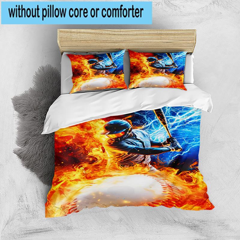 3PCS Football Player In Flames 3pcs Bedding,Including 3PCS Duvet Cover And 2pcs Pillowcases Perfect for Christmas,Ideal for Bedroom, Dormitory