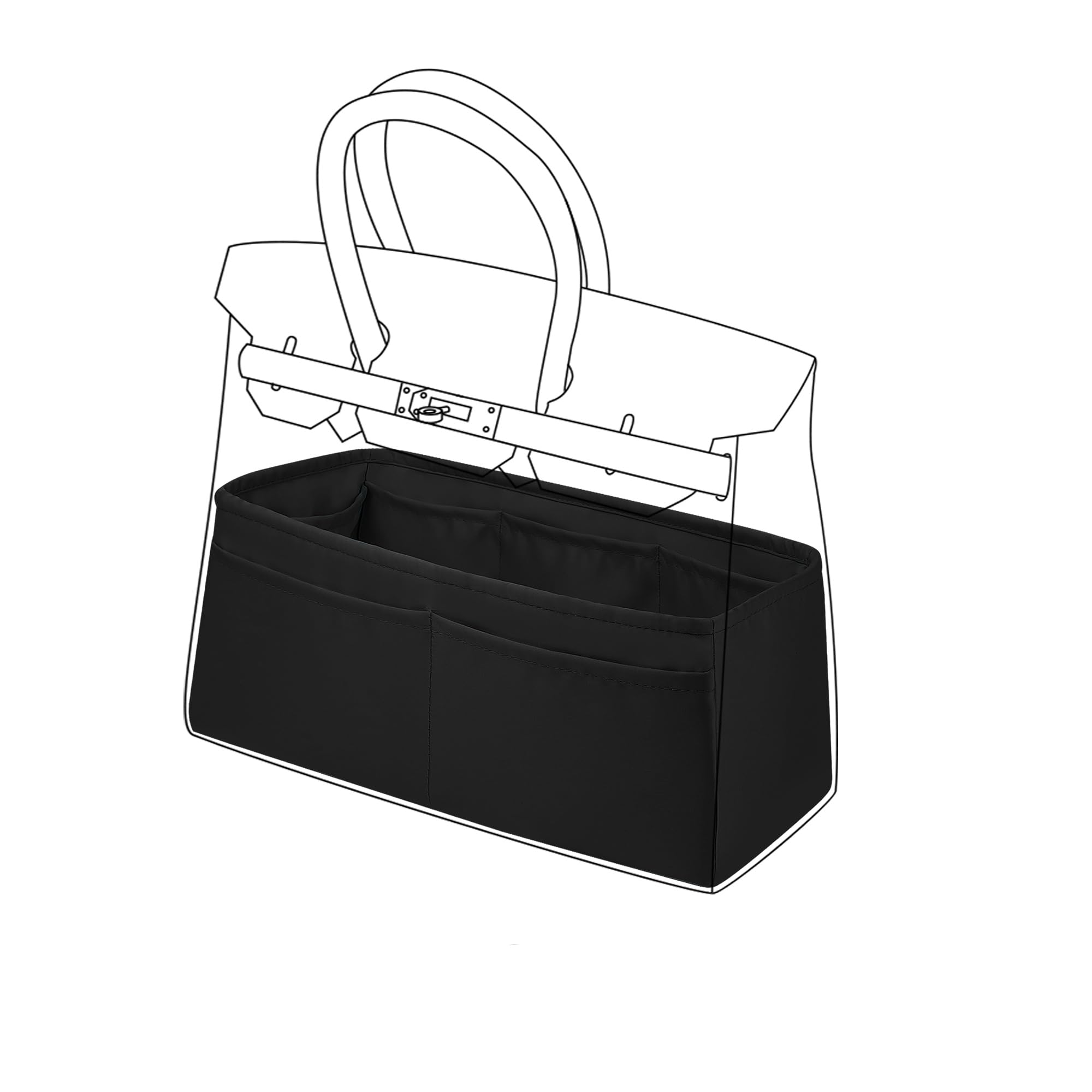 Сумка-вкладыш DGAZ, роскошная шелковая и атласная сумка-тоут для сумок Birkin 25303540 (Черный, BK40)