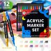 Dual Tip Acrylic Marker Brusht Soft&Round Tip Paint Markers Fade Resistant Durable Acrylic Pen for Canvas Glass Wood