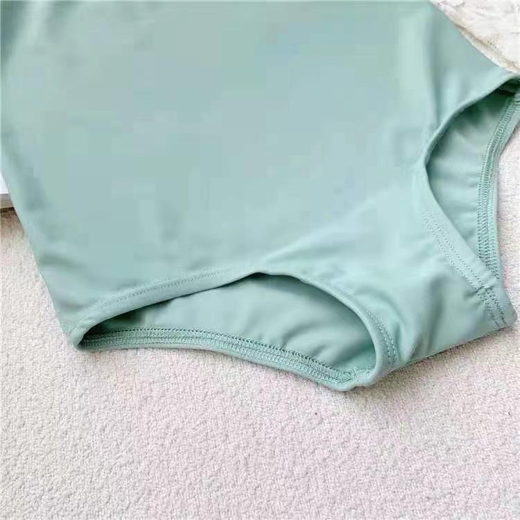 Trendy Girls' Long-Sleeve One-Piece Swimsuit with Korean Style Lace Ruffles