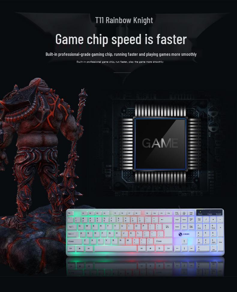 Li-Mage GTX300 White RGB Backlit USB Gaming Keyboard and Mouse Set
