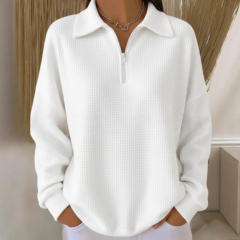 TIFICY Women's Fashion Casual Solid Color Print Spring Fall Long Sleeve POLO Neck Pullovers & Long Sleeves