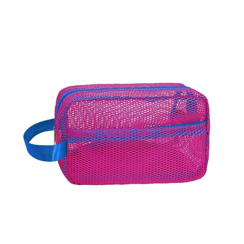 Candy Color Mesh Cosmetic Bag Large Capacity Transparent Sundries Storage Bag with Zipper Internal Pocket