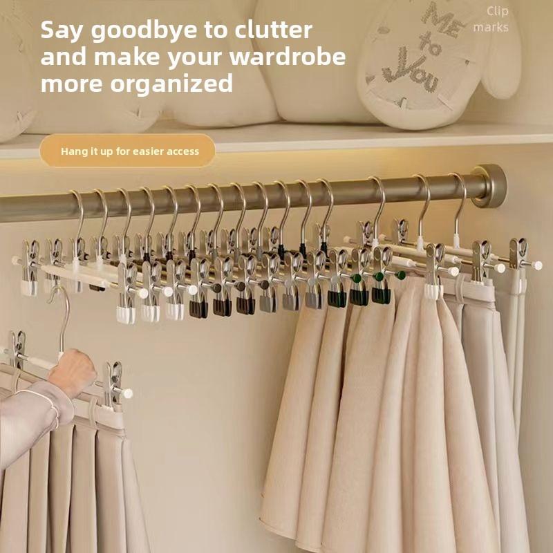 Stainless Steel Pants Hangers With Nonslip Clips For Home Storage And Laundry Organization