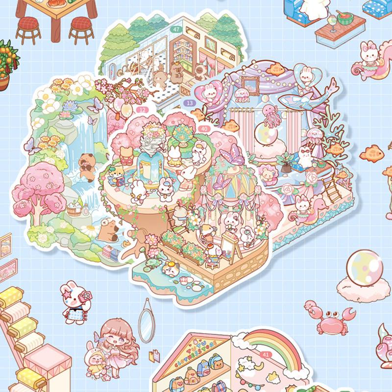 100 Blatt Miniatur Landschaft Sticker Set Szene Sticker Sammlung Collage Landschaft DIY Sticker Dekoration Notizbuch Zubehör