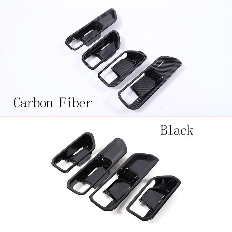 For Toyota Land Cruiser Prado 2024-2025 ABS Carbon Fiber/Black Car Inner Door Handle Door Bowl Decorative Frame Car Accessories
