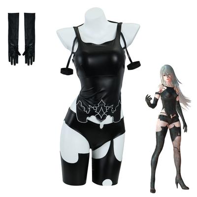 Spil NieR:Automata A2 Cosplay Kostume Paryk Sexet Sort Kampdragt Til Kvinder Pige Flot Halloween Fest A2 Rolleleg Outfit