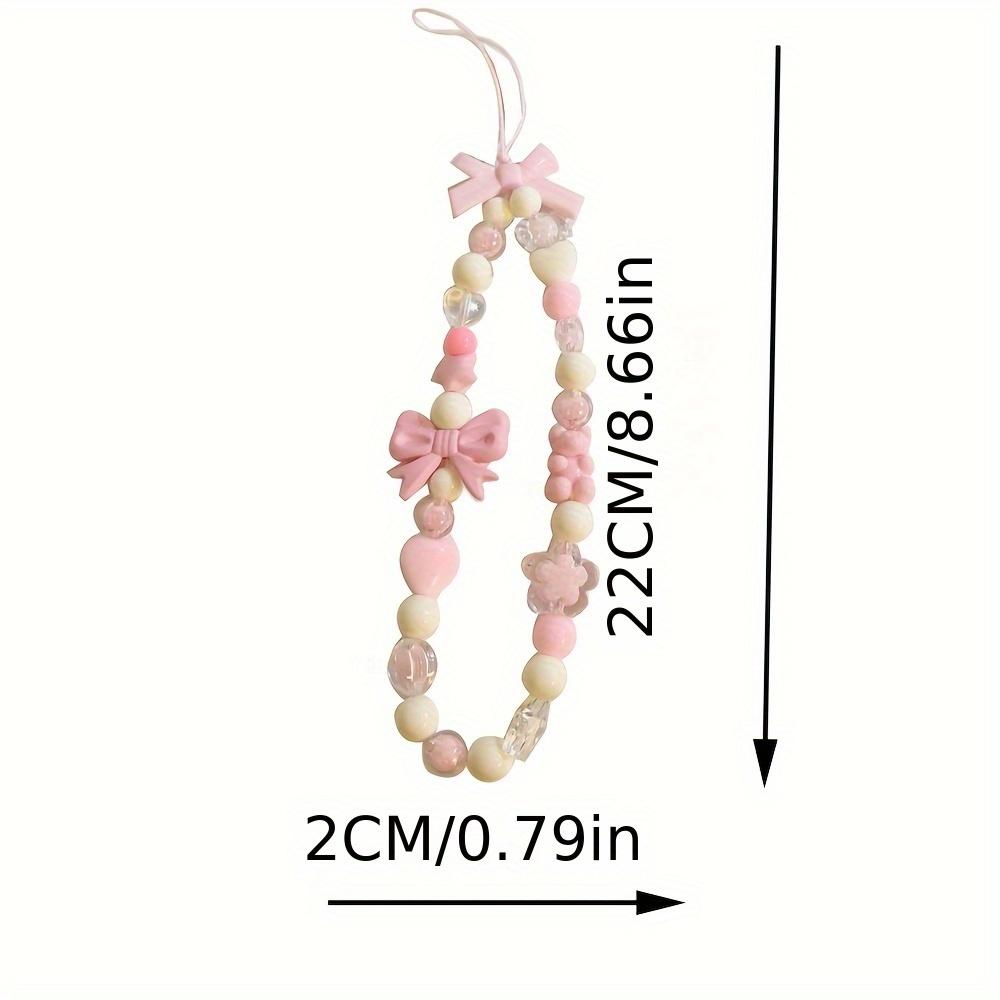 Pink Bowknot Bear Star Flower Cellphone Lanyard Phone Chains For Women Girls Sweet Pearl Phone Charm Strap Anti-lost Accessories