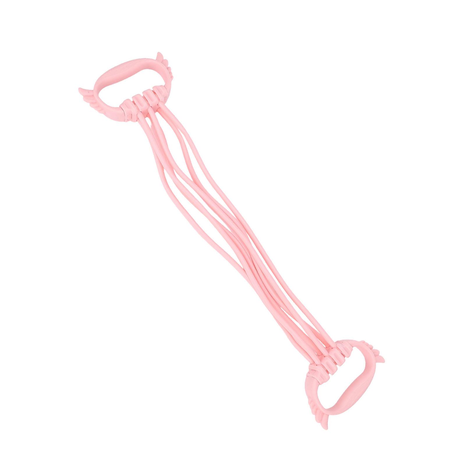 Resistance Band with Handles 6 Tubes Multifunction Fitness Bands for Back Shoulder Home Gym Pink