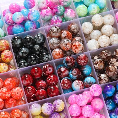 20-100 stuks 4/6/8/10 mm Kleurrijke Patroon Ronde Glazen Kralen Losse Tussenkralen voor Sieraden Maken DIY Armband Ketting Accessoires