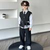 4 PCS Set Spring Summer  Boy Retro Stripes TShirt+Pants +Vest Kid Children Baby Gentleman Handsome Streetwear Party Clothes