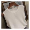 Sommermode Damen Strickwesten Shirts Tops Dame O-Ausschnitt Ärmellos Einfarbig Lässig Dünne Tops