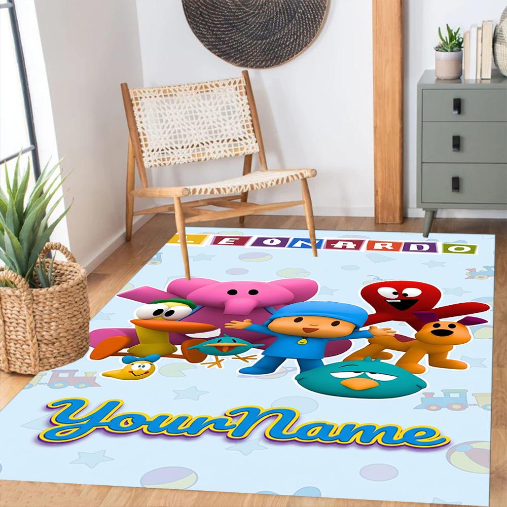 Alfombra Personalizable con Nombre de Pocoyó Adecuada para Exteriores Dormitorio Entrada Pasillo Alfombra Antideslizante Decorar Oficinas Regalo para Festivales