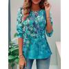 Fashionable Women's T-shirt with 3D Printed Flower Pattern, Casual and Fashionable Round Neck Long Sleeved Shirts