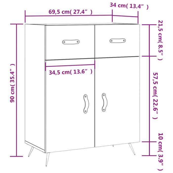 VidaXL Buffet blanc 69,5x34x90 cm bois d'ingénierie 827948