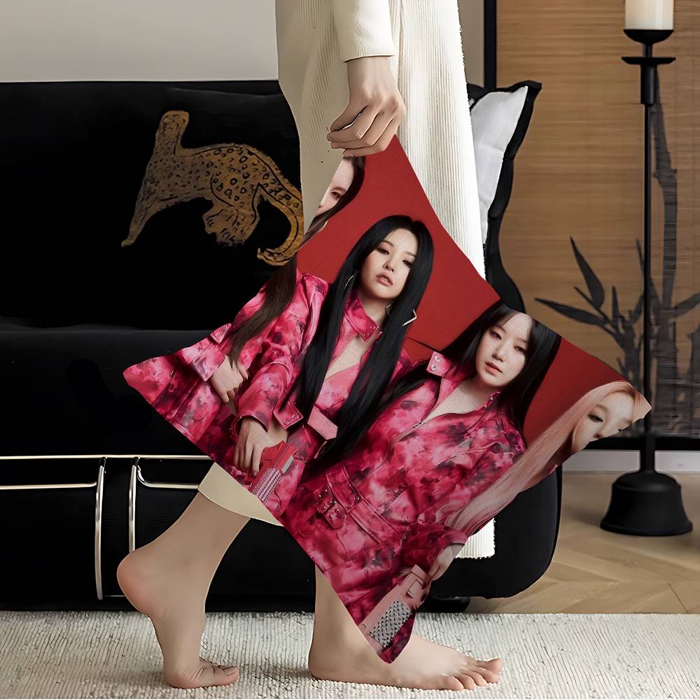 Popular K-Kpop Style Team I-Idles Cushion Cover Pillowcase Upholstery Sofa Throw Pillow Home Decor Pillowcas