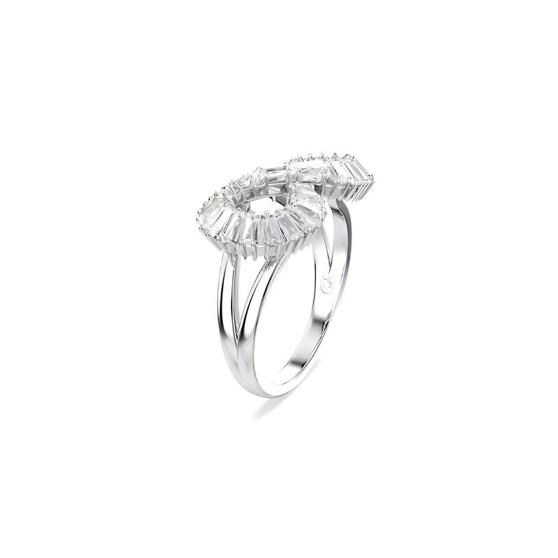Swarovski Hyperbola Spiral Design Cubic Zirconia Rhodium Plated Ring Women's Silver 5679698