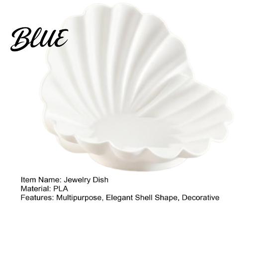 Decorative Jewelry Plate White Shell Dish, 3D Printed Holder, Creamy Dish Key Tray for Rings Earrings Necklaces