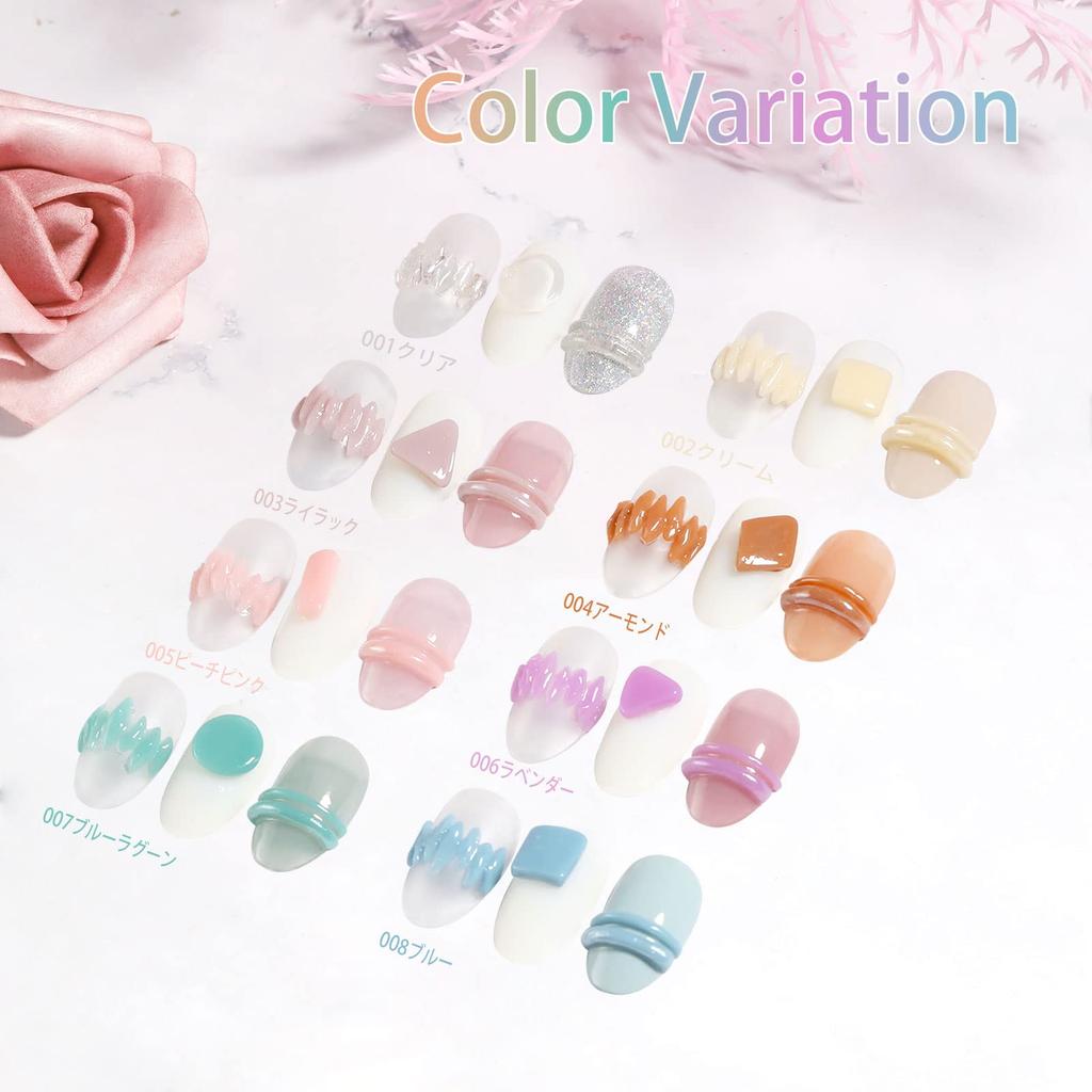 Coikaze Oval Clay Gel Clay Jelly Clay 3D Color Color Ring Nail Nuance Set Nails, Nails, Gel, Nails, Nails, Gel, Art, Nails, Salon, Self-Nail, Nails,