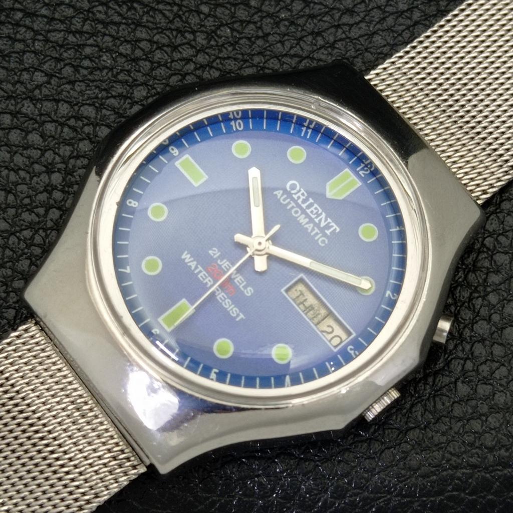 VINTAGE ORIENT AUTOMATIC 46941 JAPAN MENS BLUE COLOR DIAL WATCH A700713-5 R204-a700713