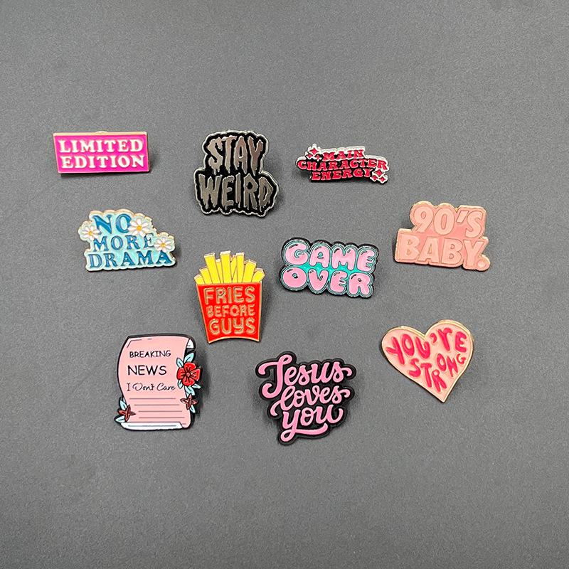 Motivational English Heart Alloy Enamel Brooch: Versatile Accessory for Clothing, Shoes, and Bags