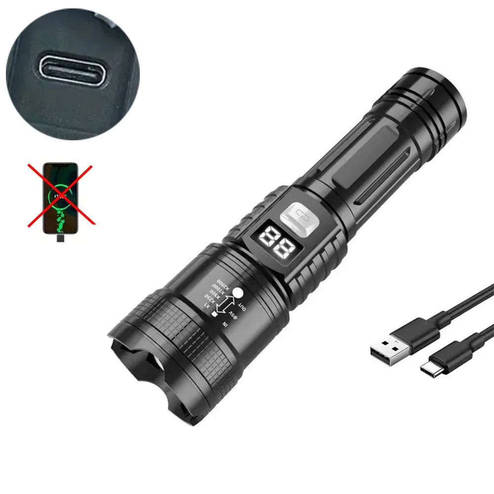 

Высокомощные светодиодные фонарики со встроенным аккумулятором USB-перезаряжаемый мощный ручной фонарь портативный фонарь для аварийного кемпинга