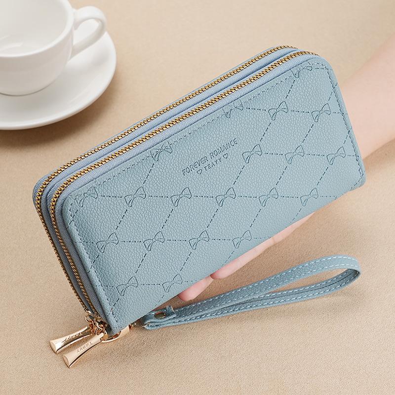Portafogli da Donna Stile Dolce Portafoglio Lungo Stampato con Fiocchi, Porta Carte in Pelle, Portamonete, Borsa a Pochette