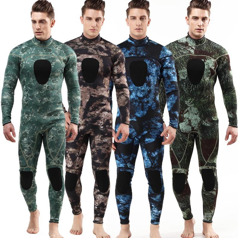 Mens 3mm Neoprene Camo Wetsuit Scuba Diving Snorkeling Swimming Water Sports Full Body Thermal Protection