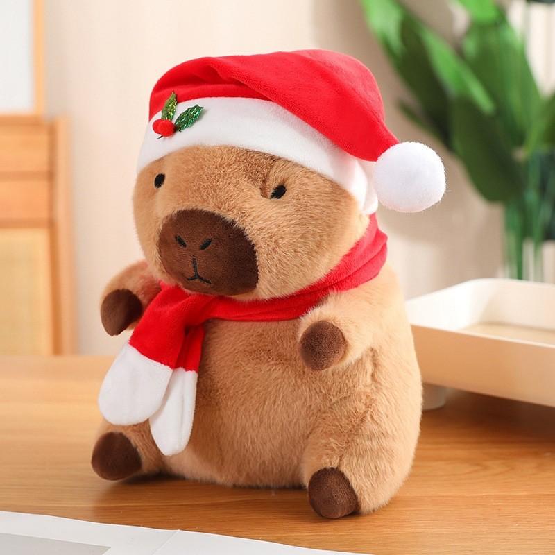 Adorable Christmas Capybara Plush Toy With Soft Short Plush Filling For Kids Gifts