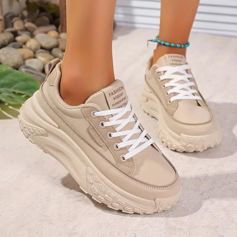 Nye 2025 Lærsko Damesko Sommermote Studenter Fritidssko Tykk Såle Sport Kvinnelige Platformsko
